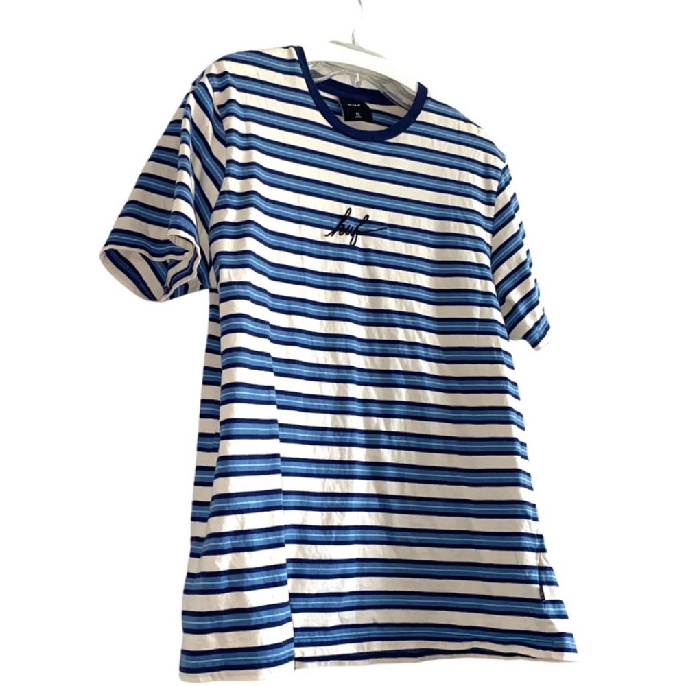 HUF Men’s Striped Skate T-Shirt Blue